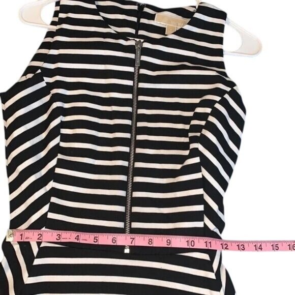 Michael Kors Black & White Striped Sleeveless Fit & Flare Dress Size 8 - Picture 9 of 11